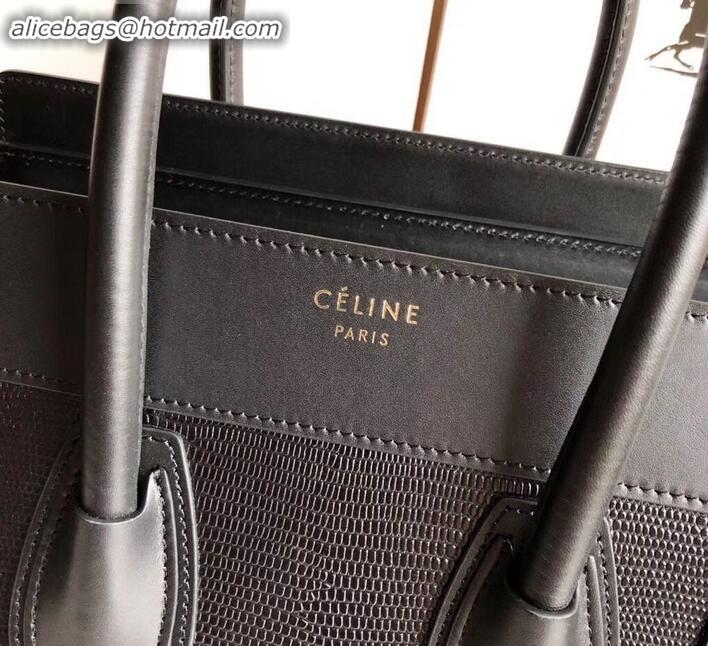 Luxury Celine Micro Luggage Bag in Original Black/Lizard Pattern C090905