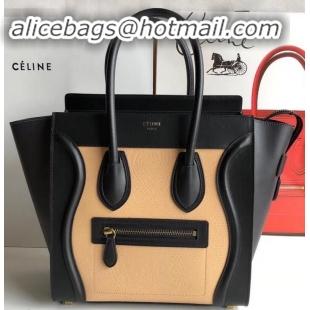 Fashion Celine Micro Luggage Bag in Original Black/Lizard Pattern Beige C090905