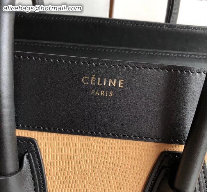 Fashion Celine Micro Luggage Bag in Original Black/Lizard Pattern Beige C090905