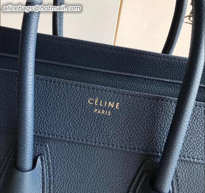 Best Quality Celine Micro Luggage Bag in Original Drummed Calfskin Royal Blue/Gold C090905