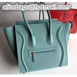 Newest Celine Micro Luggage Bag in Original Drummed Calfskin Ice Green C090905