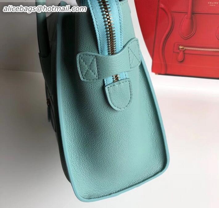 Newest Celine Micro Luggage Bag in Original Drummed Calfskin Ice Green C090905