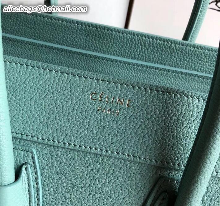 Newest Celine Micro Luggage Bag in Original Drummed Calfskin Ice Green C090905