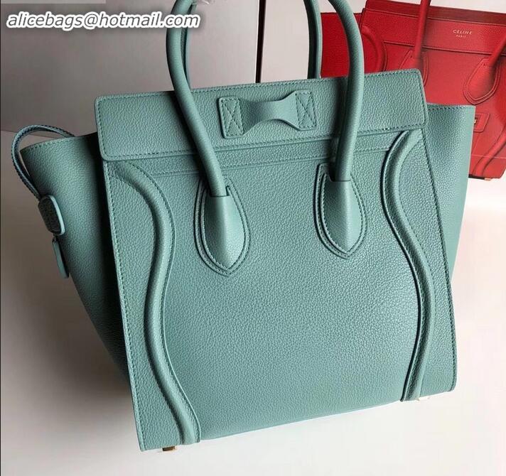 Newest Celine Micro Luggage Bag in Original Drummed Calfskin Ice Green C090905