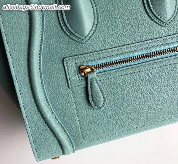 Newest Celine Micro Luggage Bag in Original Drummed Calfskin Ice Green C090905