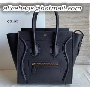 Discount Celine Micro Luggage Bag in Original Drummed Calfskin Black/Gold C090905