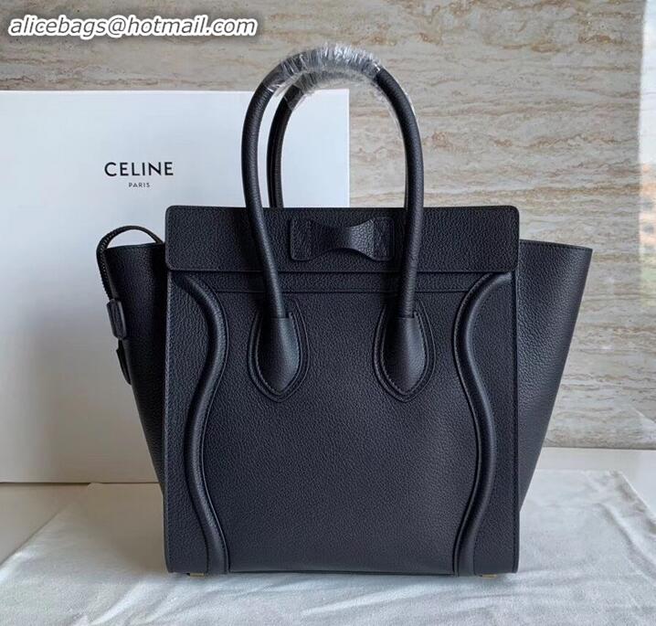 Discount Celine Micro Luggage Bag in Original Drummed Calfskin Black/Gold C090905