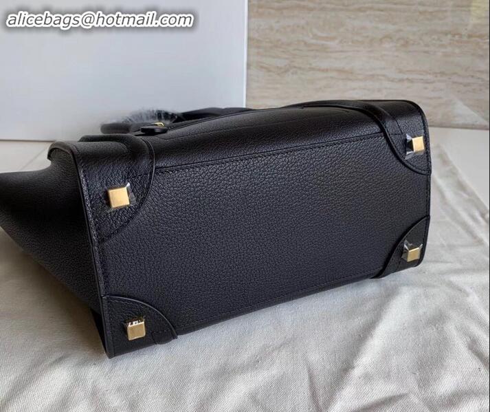 Discount Celine Micro Luggage Bag in Original Drummed Calfskin Black/Gold C090905