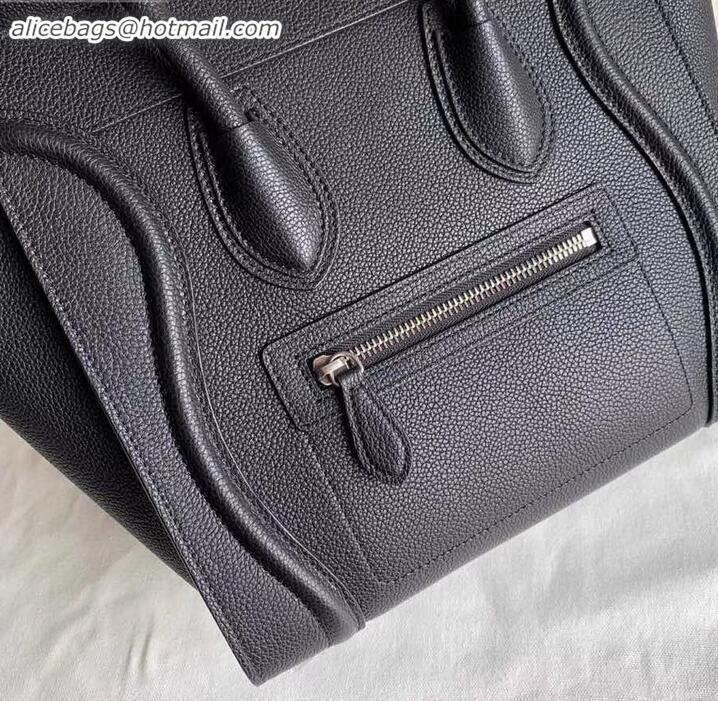 Sumptuous Celine Micro Luggage Bag in Original Drummed Calfskin Black/Silver C090905