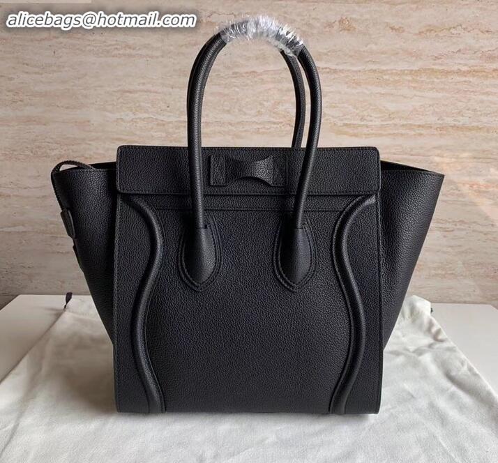 Sumptuous Celine Micro Luggage Bag in Original Drummed Calfskin Black/Silver C090905