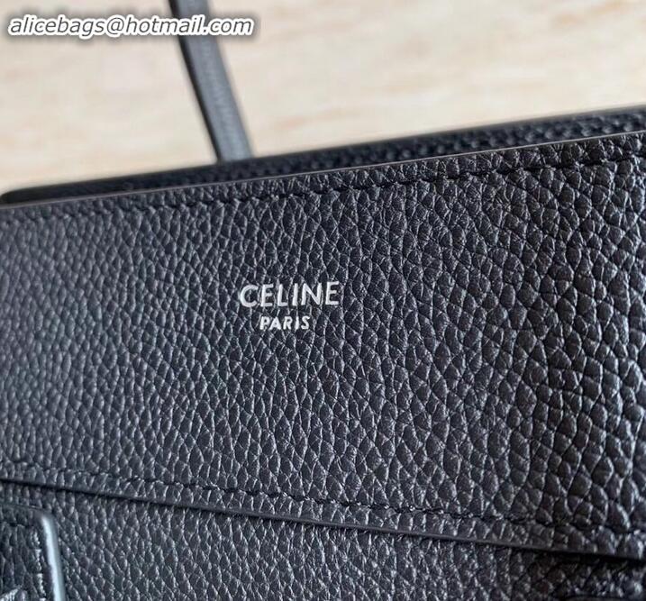 Sumptuous Celine Micro Luggage Bag in Original Drummed Calfskin Black/Silver C090905