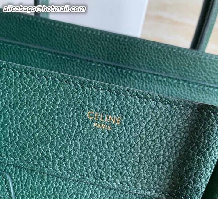 Most Popular Celine Micro Luggage Bag in Original Drummed Calfskin Dark Green C090905