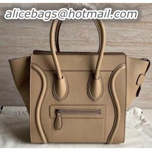 Popular Style Celine Micro Luggage Bag in Original Drummed Calfskin Beige C090905