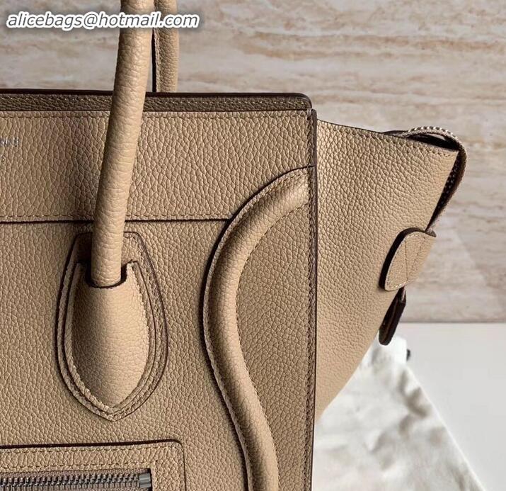 Popular Style Celine Micro Luggage Bag in Original Drummed Calfskin Beige C090905