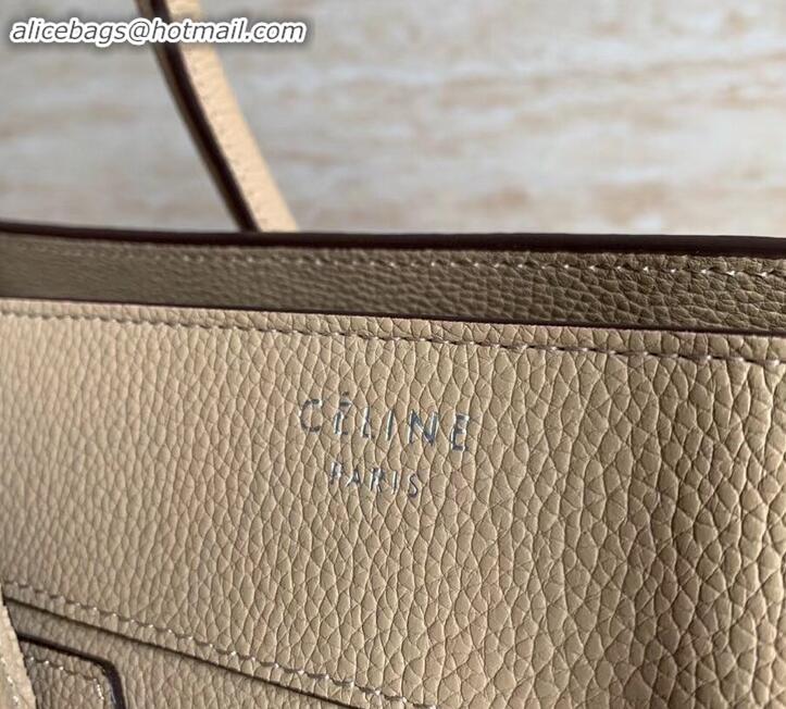 Popular Style Celine Micro Luggage Bag in Original Drummed Calfskin Beige C090905