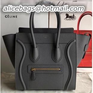 Stylish Celine Micro Luggage Bag in Original Drummed Calfskin Gray C090905