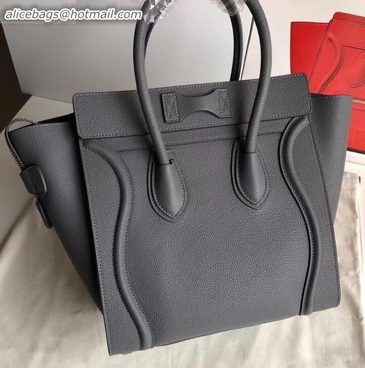 Stylish Celine Micro Luggage Bag in Original Drummed Calfskin Gray C090905