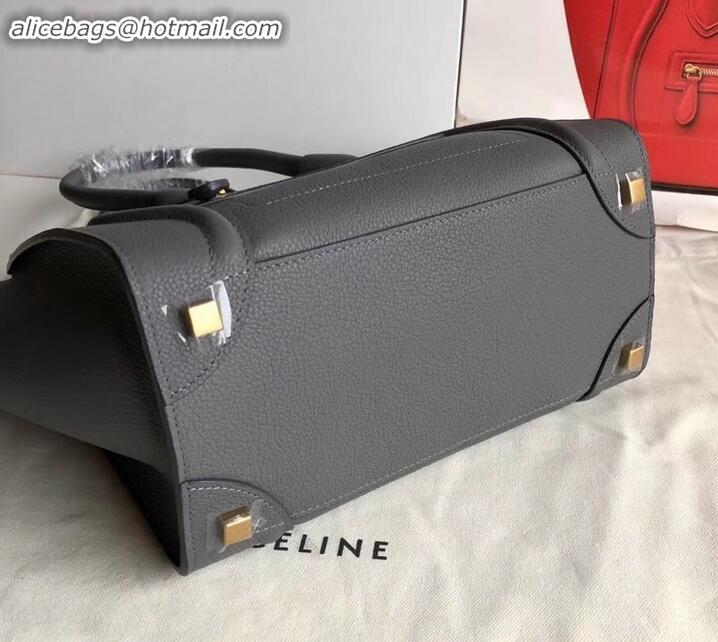 Stylish Celine Micro Luggage Bag in Original Drummed Calfskin Gray C090905