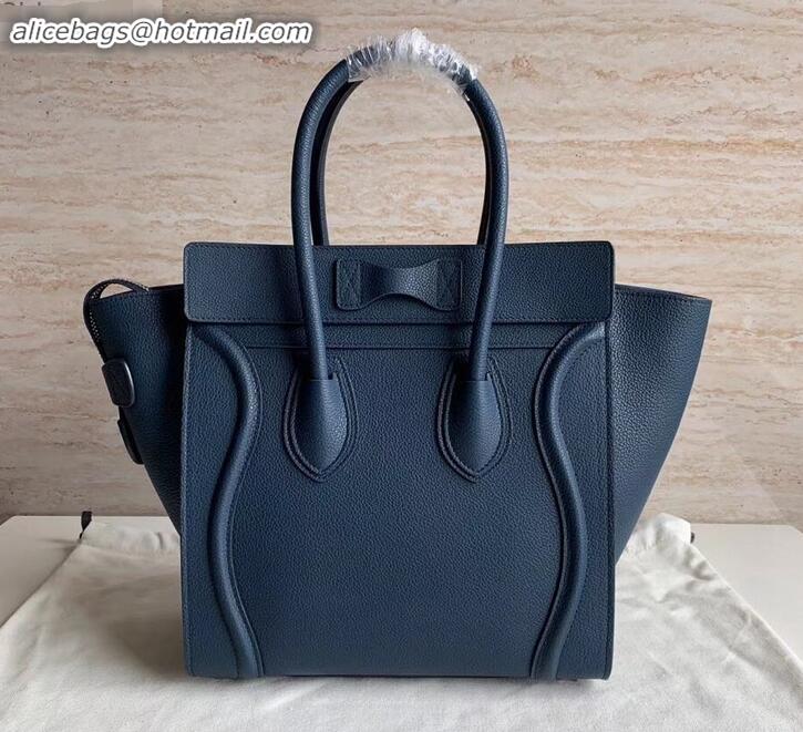 Sophisticated Celine Micro Luggage Bag in Original Drummed Calfskin Royal Blue/Silver C090905