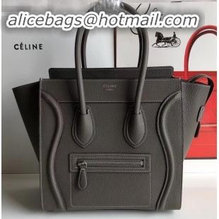 Grade Quality Celine Micro Luggage Bag in Original Drummed Calfskin Etoupe C090905