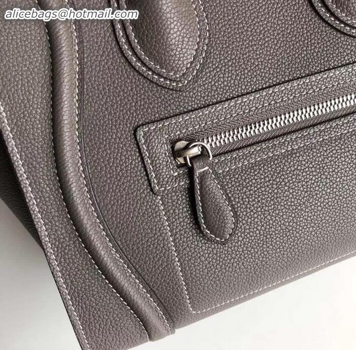 Grade Quality Celine Micro Luggage Bag in Original Drummed Calfskin Etoupe C090905