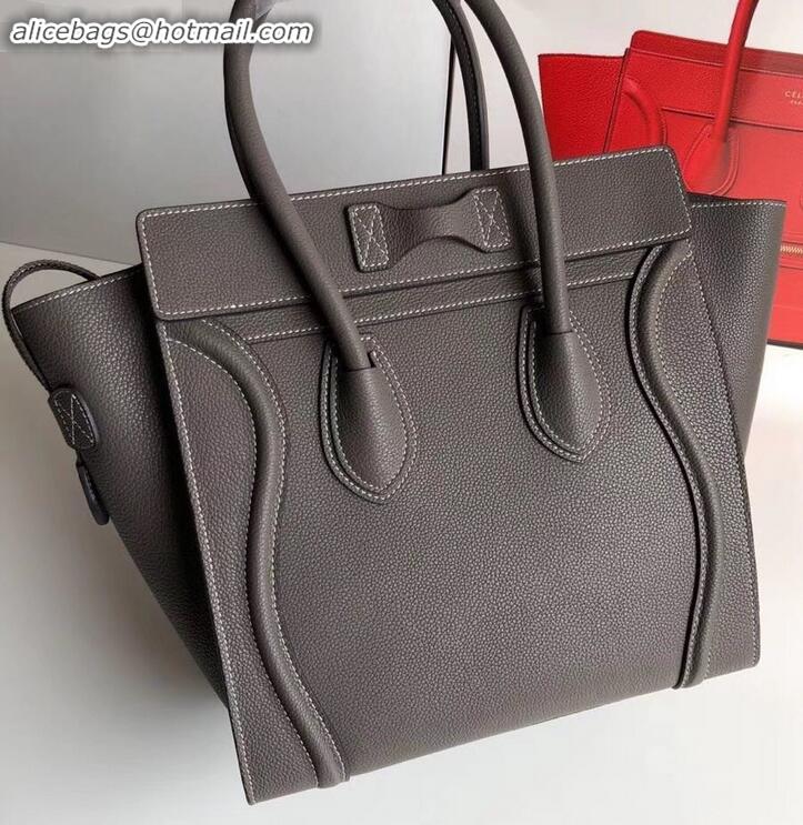 Grade Quality Celine Micro Luggage Bag in Original Drummed Calfskin Etoupe C090905