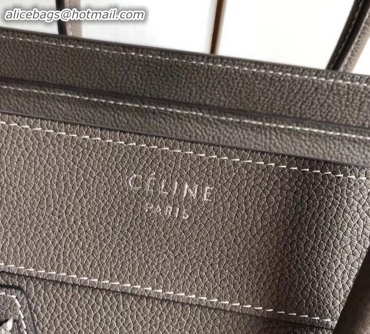 Grade Quality Celine Micro Luggage Bag in Original Drummed Calfskin Etoupe C090905