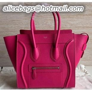 Duplicate Celine Micro Luggage Bag in Original Drummed Calfskin Fuchsia C090905