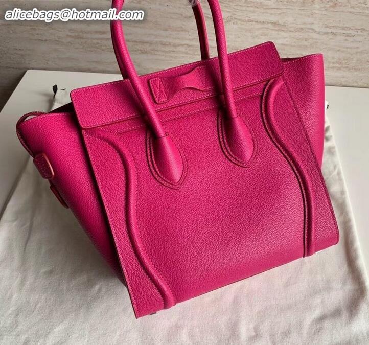 Duplicate Celine Micro Luggage Bag in Original Drummed Calfskin Fuchsia C090905