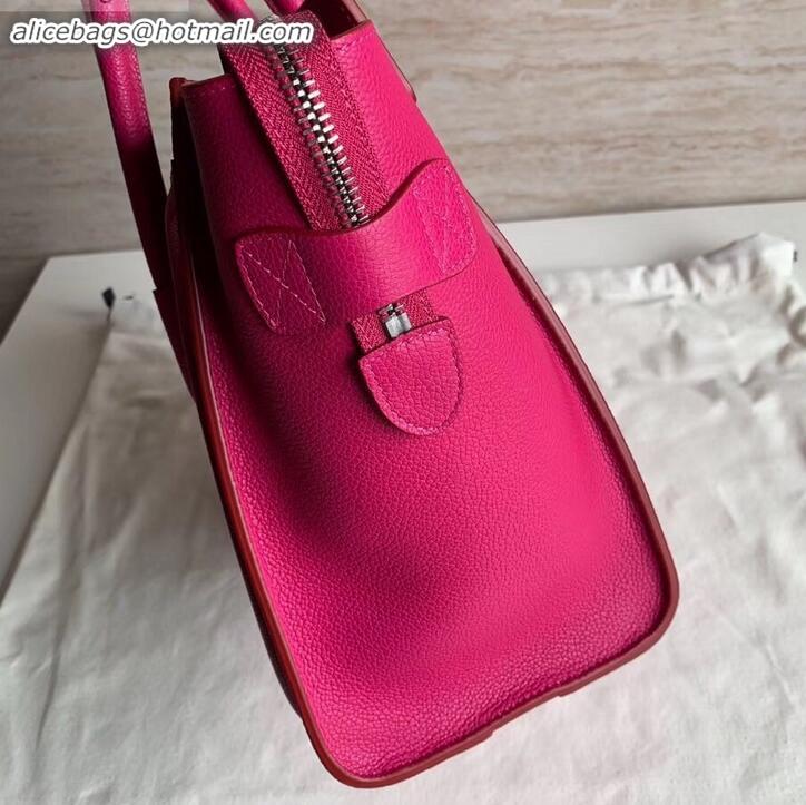 Duplicate Celine Micro Luggage Bag in Original Drummed Calfskin Fuchsia C090905