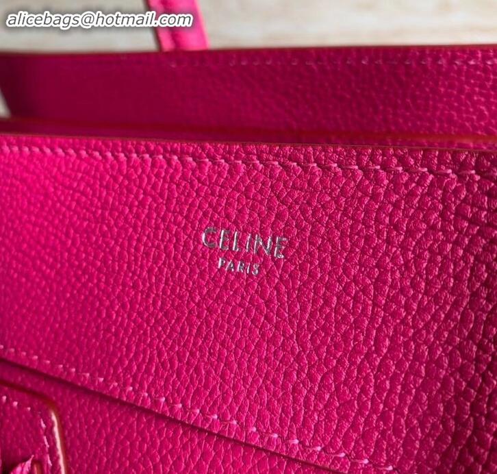 Duplicate Celine Micro Luggage Bag in Original Drummed Calfskin Fuchsia C090905