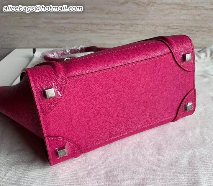 Duplicate Celine Micro Luggage Bag in Original Drummed Calfskin Fuchsia C090905