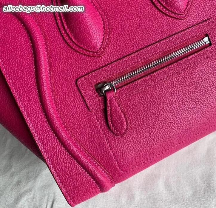 Duplicate Celine Micro Luggage Bag in Original Drummed Calfskin Fuchsia C090905