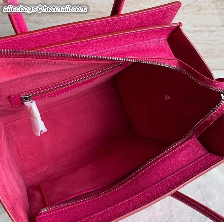 Duplicate Celine Micro Luggage Bag in Original Drummed Calfskin Fuchsia C090905