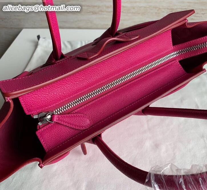 Duplicate Celine Micro Luggage Bag in Original Drummed Calfskin Fuchsia C090905