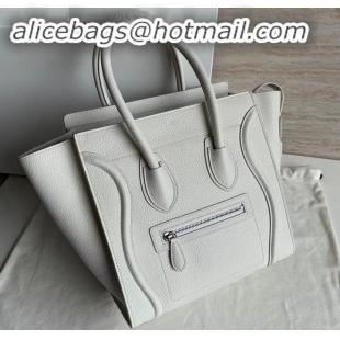 AAAAA Celine Micro Luggage Bag in Original Drummed Calfskin White C090905