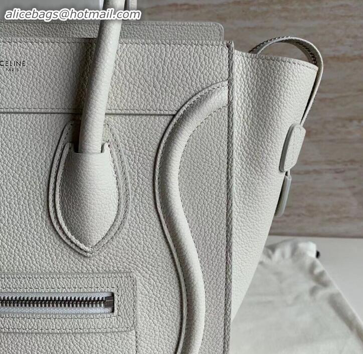 AAAAA Celine Micro Luggage Bag in Original Drummed Calfskin White C090905