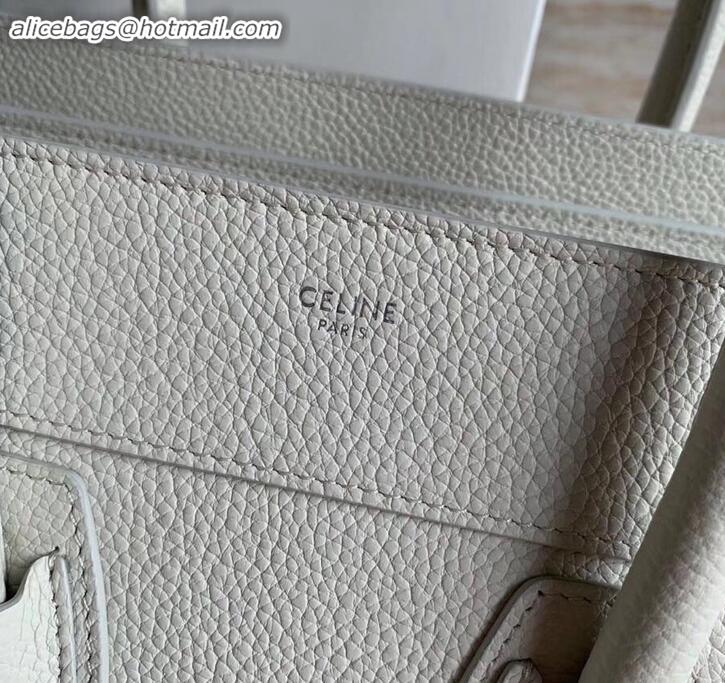 AAAAA Celine Micro Luggage Bag in Original Drummed Calfskin White C090905