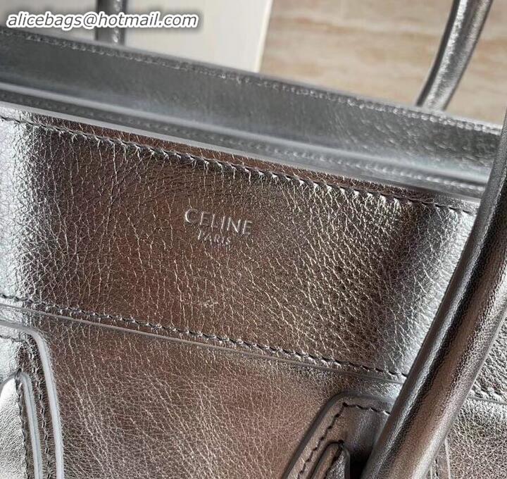 Grade Celine Micro Luggage Bag in Original Laminated Lambskin Silver C090905