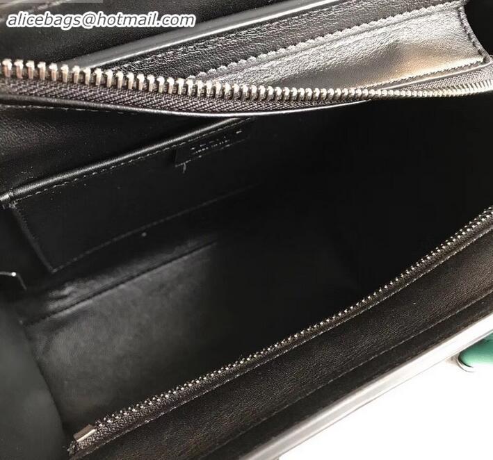 Duplicate Celine Nano Luggage Bag in Original Smooth Calfskin Black/White/Green with Removable Shoulder Strap C090906