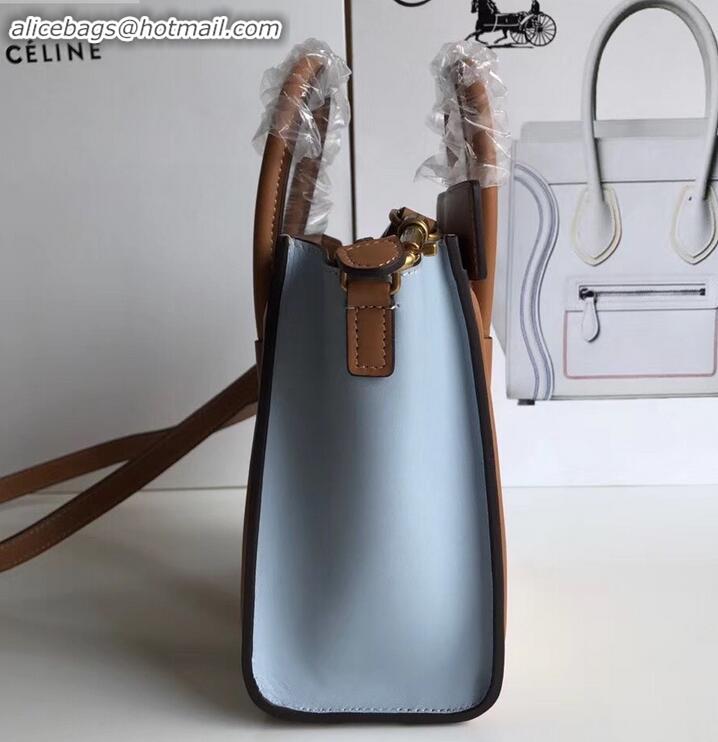 Best Price Celine Nano Luggage Bag in Original Smooth Calfskin Khaki/Apricot/Baby Blue with Removable Shoulder Strap C09