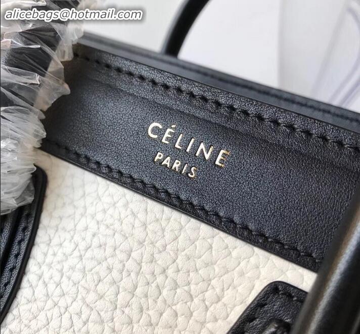 Unique Style Celine Nano Luggage Bag in Original Black/Drummed White/Crinkled Blue with Removable Shoulder Strap C090906