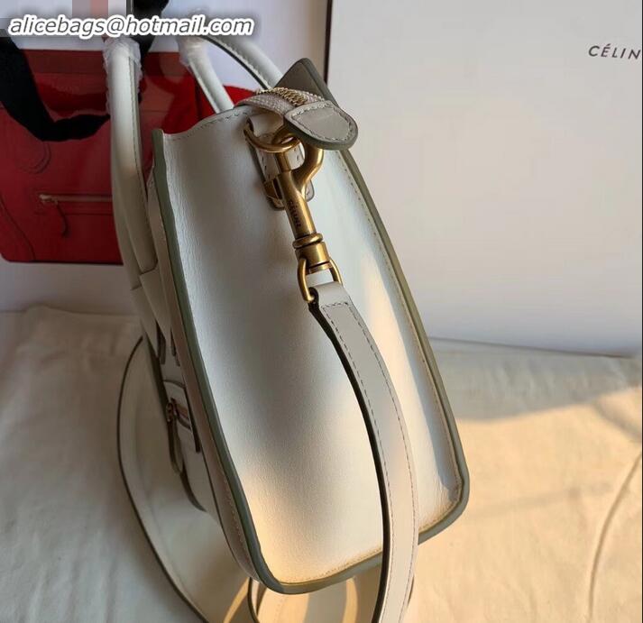 Good Looking Celine Nano Luggage Bag in Original Smooth Calfskin White/Etoupe with Removable Shoulder Strap C090906