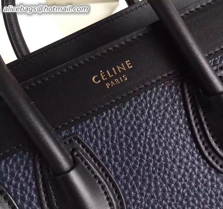 Top Grade Celine Nano Luggage Bag in Original Black/Drummed Navy Blue/Crinkled Red with Removable Shoulder Strap C090906