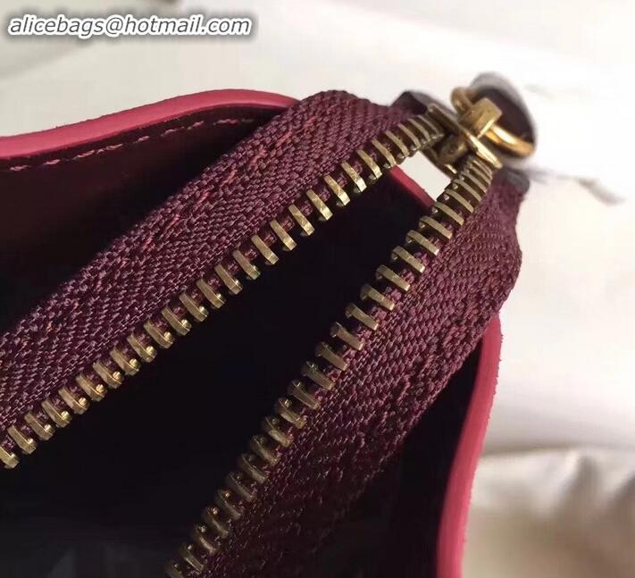 Luxury Celine Nano Luggage Bag in Original Smooth Calfskin Burgundy/Beige/Suede Red with Removable Shoulder Strap C09090