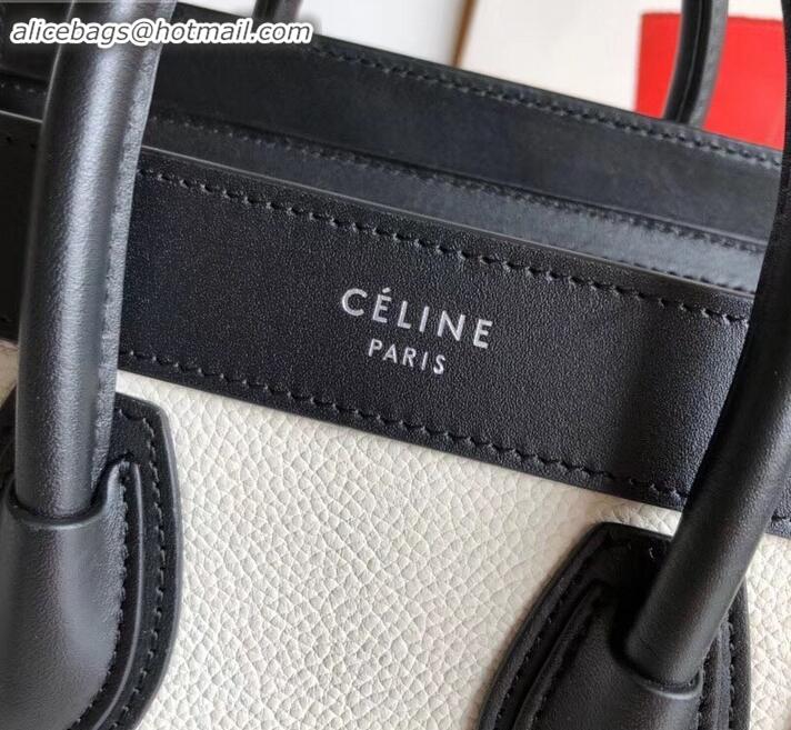 Trendy Design Celine Nano Luggage Bag in Original Black/Drummed White/Caramel with Removable Shoulder Strap C090906