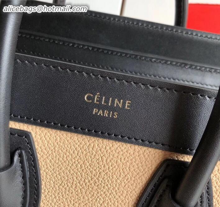 Best Product Celine Nano Luggage Bag in Original Black/Drummed Beige/Suede Light Purple with Removable Shoulder Strap C0