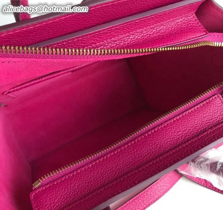 Sumptuous Celine Nano Luggage Bag in Original Drummed Calfskin Antiqued Red with Removable Shoulder Strap C090906