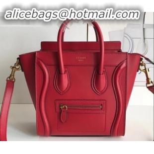 Affordable Price Celine Nano Luggage Bag in Original Smooth Calfskin Red with Removable Shoulder Strap C090906