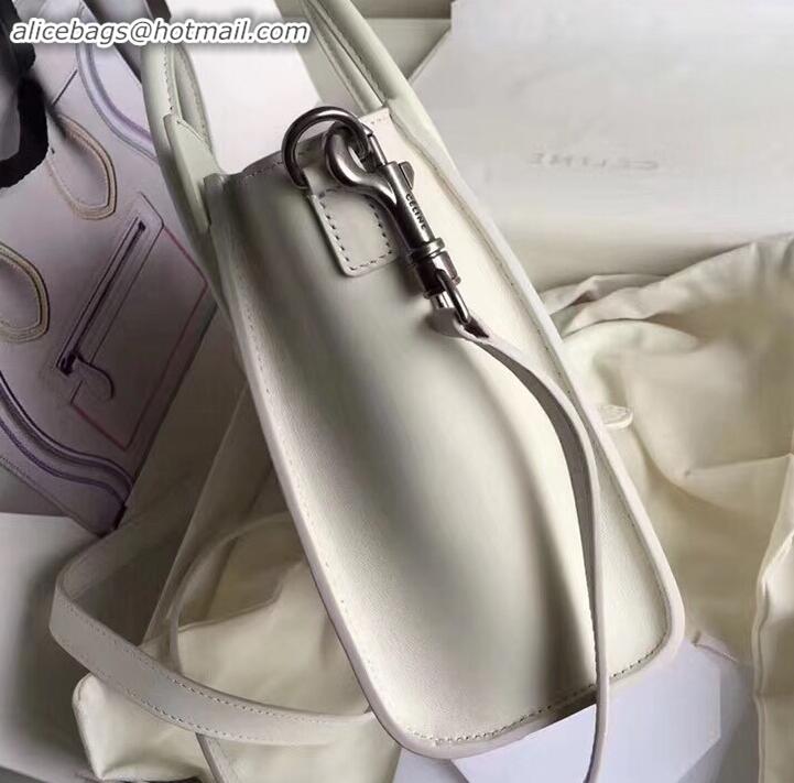 Good Quality Celine Nano Luggage Bag in Original Smooth Calfskin White/Stitch with Removable Shoulder Strap C090906